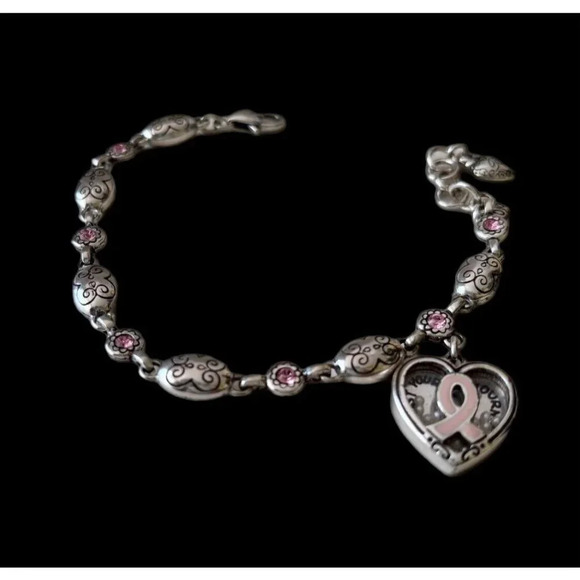 Brighton Power of Pink Legacy Heart Bracelet Silvertone Breast Cancer Awareness - Picture 2 of 5